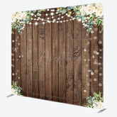 Aperturee - Aperturee Wooden Floral Lights Bokeh Square Tension Backdrop